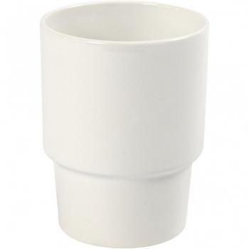 Witte Koffiemokken, 2 Stuks, H: 11 cm, D: 8,5 cm