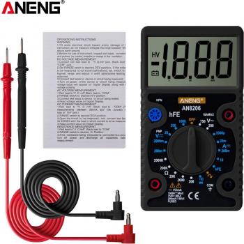 ANENIGa Pro Mini Multímetro LCD Grande AN8206