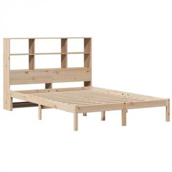 VidaXL Bookcase Bed 150x200 cm King Size Solid Wood Pine