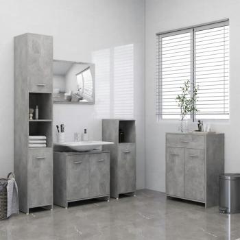 VIDAXL Set Mobili da Bagno 4 pz Grigio Cemento