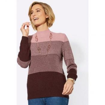Mehrfarbiger Stehkragen-Damenpullover CLASSIC BASICS Gr. 46