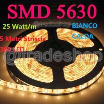Striscia Strip LED 5 Metri 300 SMD 5630 Alta Luminosità Bianco Caldo