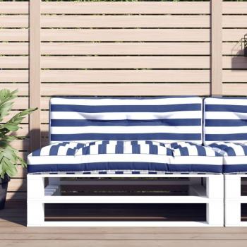 VIDAXL 2 pz Cuscini per Pallet, Comodo cuscino per sgabello Strisce Blu e Bianche in Tessuto 9364