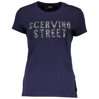 Ermanno Scervino Blue Glitter Logo T-Shirt, Female, Size M