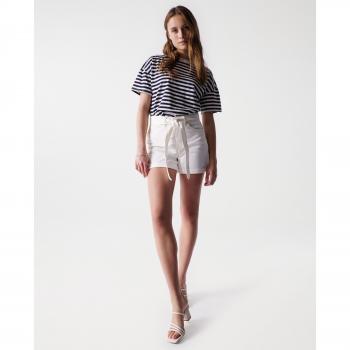 Salsa Jeans: pantalones cortos Push In Secret Glamour de color crudo con cinturón