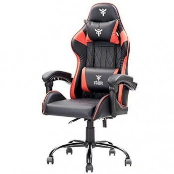 Itek gaming chair rhombus pf10 - pvc, doppio cuscino, schienale reclinabile, nero rosso