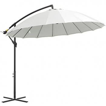Outsunny Ombrellone Decentrato Da Giardino Ø296cm, Ombrellone A Braccio Per Esterni Bianco Crema Con Base A Croce