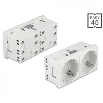 DELOCK 81426 - Easy 45 Schutzkontakt-Steckdose 45°, erweiterbar, 2-fach