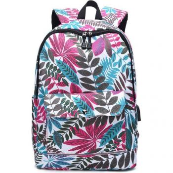High School Girls Waterproof Backpack with USB Charging