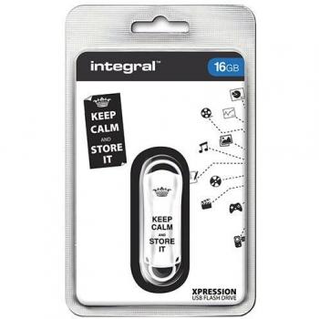 Integral Xpression Art 16GB USB 2.0 White Flash Drive “Keep Calm & Store It”