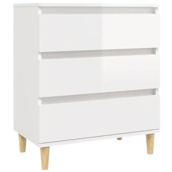 Credenza buffet mobile con cassetti e contenitore per la cucina, finitura lucida, dimensioni 60x35x70 cm, legno bianco – codice 020030660