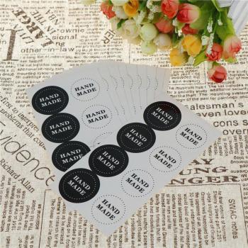 80pcs Round Sealing Stickers - Black & White Handmade Labels