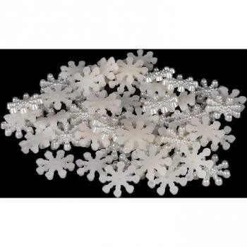 Flatback Pearl Snowflakes for Christmas Crafts - 50/100 Pieces