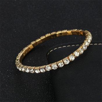 Bracelet vintage en strass pour femmes, élastique, ajustable, bijoux de fête