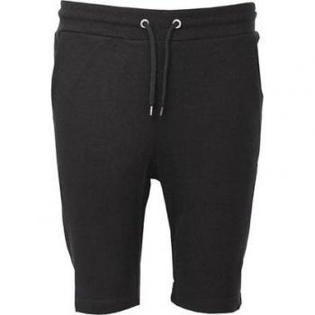 Pantaloncini di cotone nero a cintura in corda per uomini, taglia M