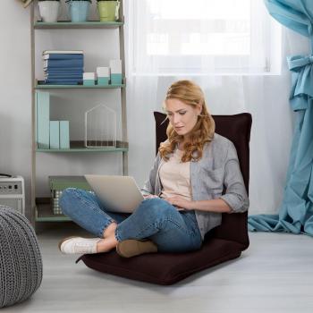 Costway Bodensofa Bodensessel mit 6-stufig verstellbarer Rückenlehne Meditationsstuhl Kaffee