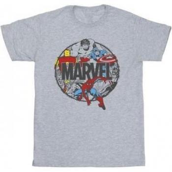 Tee de algodón circular con héroes femeninas de Marvel