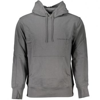 Calvin Klein Gray Hoodie with Central Pocket and Logo Print - Size L