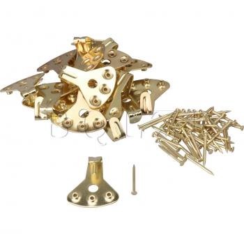 Golden Picture Hanging Hooks Assortment - 20 Pieces, Three Holes, 40x34mm