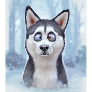 Bricolaj 5D: Quadrato/Digitale con Cuore di Diamanti Husky