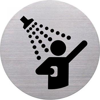 Helit Cartello Doccia Autoadesivo Ø 115 mm in Acciaio Inox