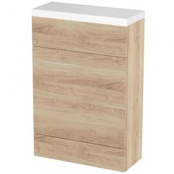 Hudson Reed Fusion Slimline Toilet Unit with Polymarble Top - Bleached Oak - 600mm