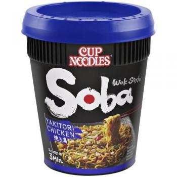 Soba Cup Yakitori Huhn Nissin 8‑Pack – Sofortige Nudeln im Wok-Stil