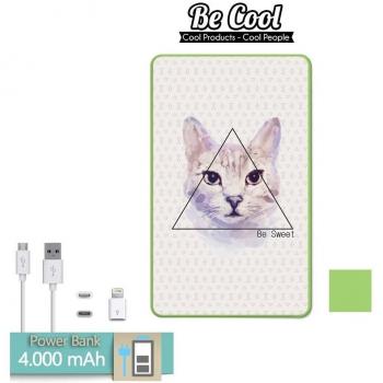 Becool® - Batería Externa Power Bank 4000 mah Verde + Gratis 1 cable USB-MicroUsb