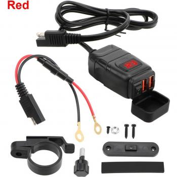 QC 3.0 Motorcycle USB Charger with Digital Voltmeter