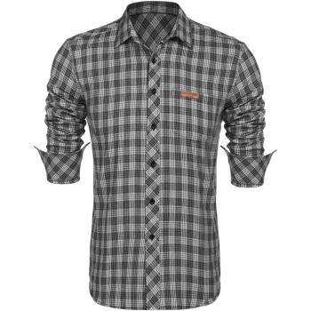COOFANDY Herren Hemd Kariert Langarm Slim Fit Freizeit Business
