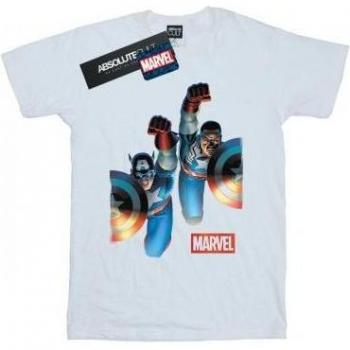 Marvel Ladies Falcon and Captain America Cotton Boyfriend T-Shirt XXL White