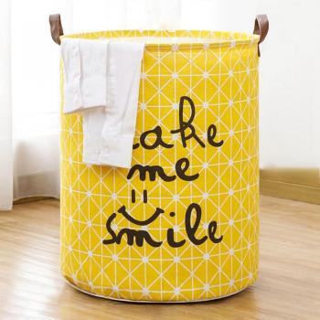 1 Pc Cat Print Large Capacity Round Laundry Basket and Toy Storage Box, Foldable, Household Supplies