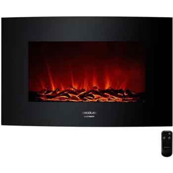 Cecotec Chimenea Eléctrica Curved Flames 2000 W 35 con panel curvo de cristal templado y llama ajustable