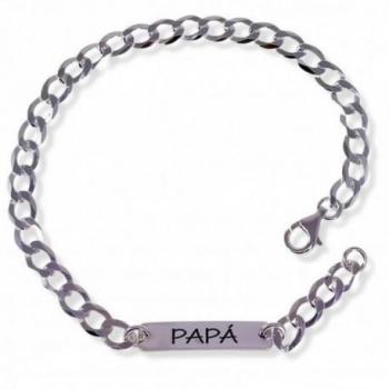 Pulsera de plata Ley 925m hombre 21 cm. barbada 5 mm. mensaje PAPÁ