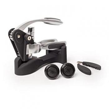 Lever‑Arm Wine Opener Set with 2 Vacuum Stoppers + Foil Cutter (4 Pieces)