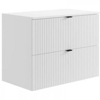 Mobile sospeso con lavabo scanalato L80 cm - Bianco