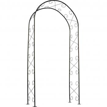 Pergola Arche Métallique Nature avec Volutes, noir - 230 x 100 x 37 cm