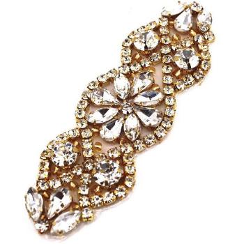 Aplique nupcial dorado de diamantes de imitación 1 Uds