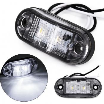 2Pcs White 12V/24V LED Car Side Marker Tail Light