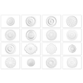 Hexim Perfect - Stuckrosette aus PU, B3048 bis B3121 weiß - Deckenrosette Stuck Wanddeko Wohnzimmer: B3049 - ø 690mm