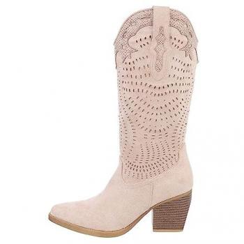 Ital-Design Damen Bikerboots in Beige