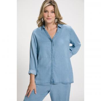 Blue Denim‑Style Ulla Popken Women’s Plus‑Fit Lyocell Button‑Front Tunic