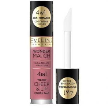 Eveline Cosmetics - Wonder Match Velour Cheek&Lip Blush e Rossetto Liquido Oro Rosa 4.5 ml