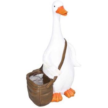 Maceta Mochila Escolar con Cisne, Resina y Orificio Drenante
