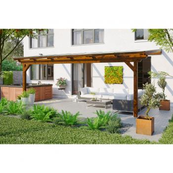 Skanholz Terrassendach Ancona, 648x250 cm, Doppelstegplatten, Leimholz