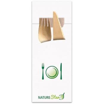 NatureStar Bestecktaschen Bio 85 mm × 200 mm mit Serviette – 520 Stück aus Recycling-Material, Kartonabgabe (520 x)