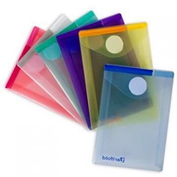 SET 6 BUSTE PP CON VELCRO F.TO VERTICALI 8X11.5CM COLORI ASSORTITI