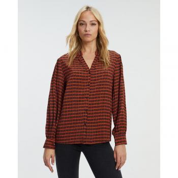 Camisa de mujer con estampado de manga larga y cuello mao Paz Torras