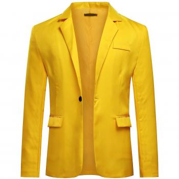 Blazer amarillo de un botón para hombre Slim Fit XL