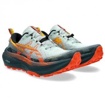 ASICS Trabuco Max 4 Trail Running Shoes - Cold Moss/Nova Orange - UK10